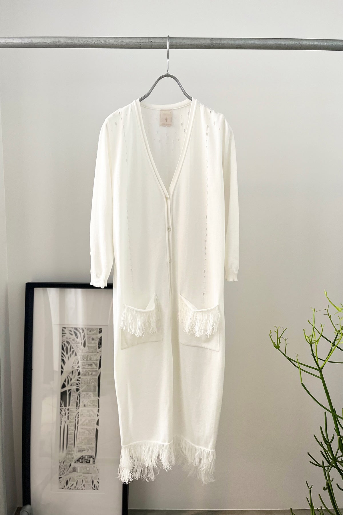Sample SALE フリンジアイレットロングカーディガン