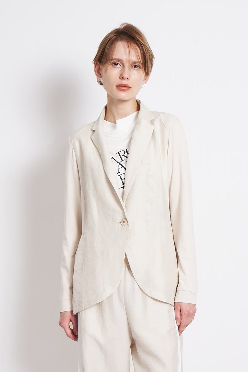 【セットアップ対応】麻レーヨンシャンブレーテーラードジャケット