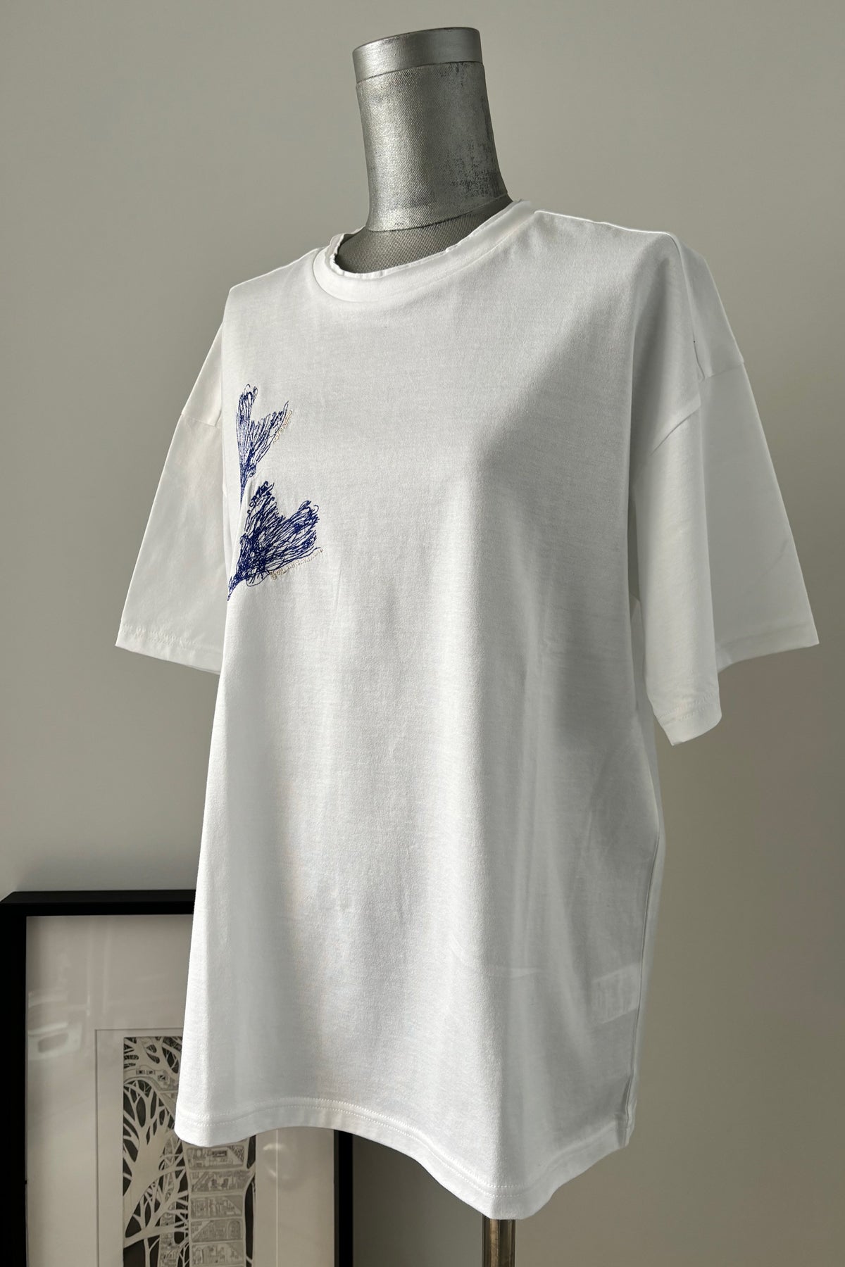 ハートペア刺繍シルケット天竺カットソー