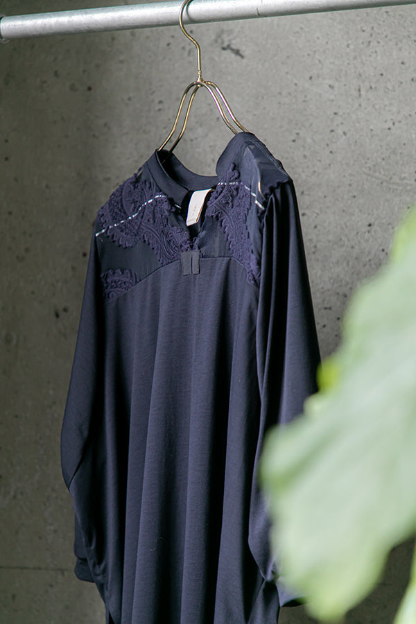 ペイズリーカットジャカードロングブラウス