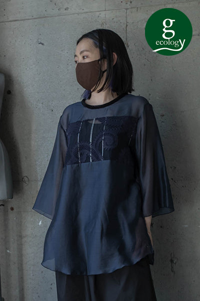 ペイズリーカットジャカード2wayシアーブラウス